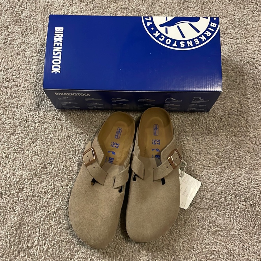 NBW Birkenstock Bostons- Suede Taupe